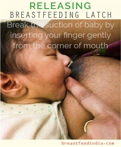 Release breastfeeding latch by breaking the suction first